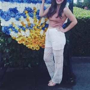 Scotch & Soda Cream Mesh Pants with Built-in Shorts